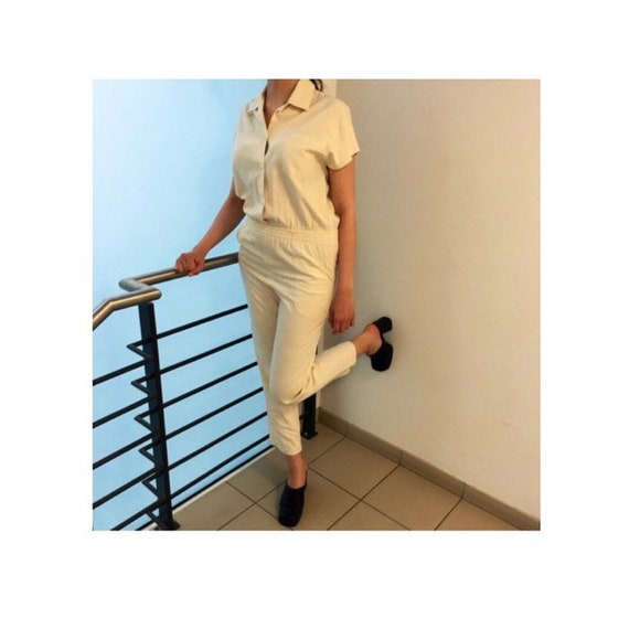 Raw silk overall, vintage onsie onepiece jumpsuit
