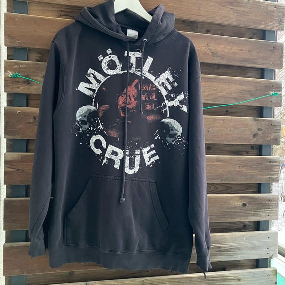 Motley Crue Vintage Black Hooded Band Sweatshirt Hoodie M-XL