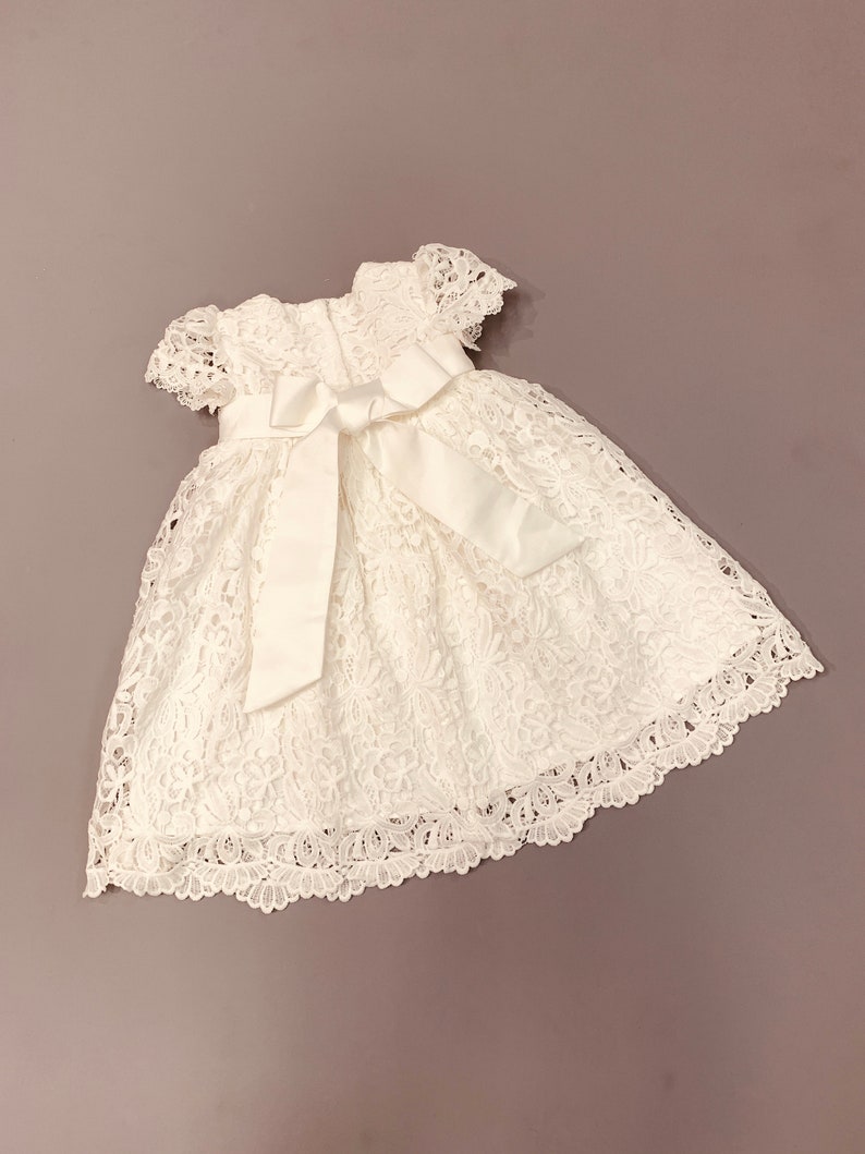 Girls Lace Christening Gown Lace Baptism Gown Ivory Lace Etsy