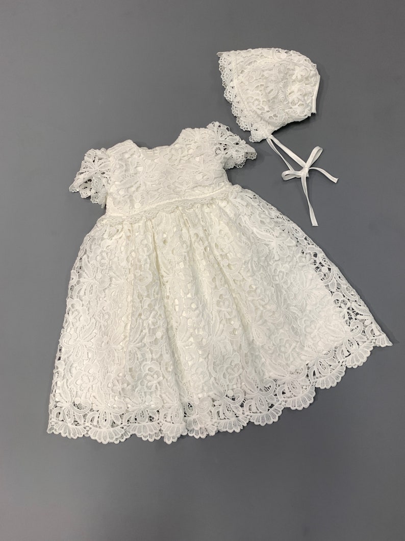 Girls Lace Christening Gown Lace Baptism Gown Ivory Lace Etsy