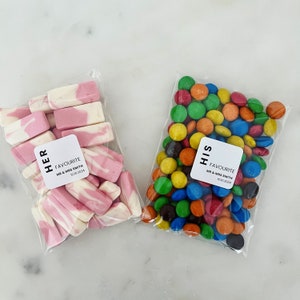 Fill your own Wedding Favours // His & Her Favourite // Personalised Wedding Sweets // Wedding Favours Large Clear (12x9cm)