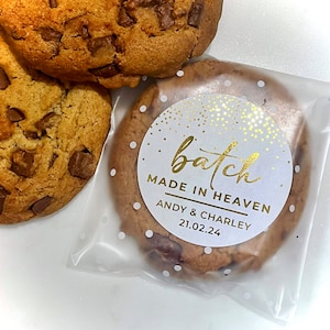 Fill your own Cookie Favours // Wedding Favours // Batch Made in Heaven // Gold Foiled Stickers