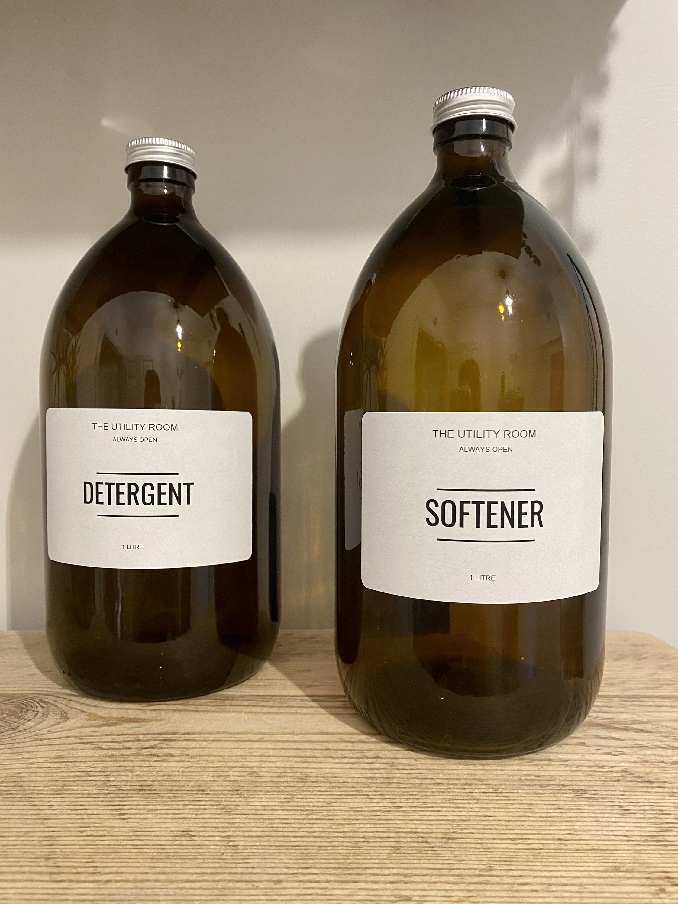 Personalised Laundry Bottles // Amber Glass 1L Reusable Bottle Etsy