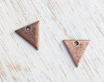 Small Copper Triangle Charm 13mm / 2pc, Copper Charm, Tribal Charm, Modern Earthy Boho Jewelry, Tiny Triangle Pendant, Nunn Design (A055)