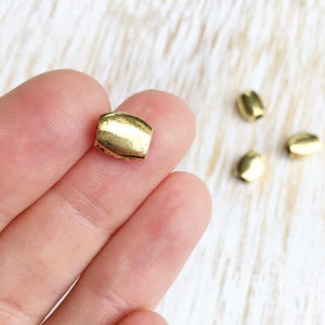 Rustic 24k Gold Focal Bead 9mm x 7mm / 4pc, Antique Gold Beads, Small Oval Gold Bead, Gold Plated Beads, Earthy Greek Casting Bead (MK039)