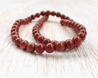 6mm Red Jasper Beads / 15.5" Strand, Genuine Jasper Beads, Natural Gemstone Bead, Red Stone Bead, 6mm Jasper, Round Gemstone Beads (G1036)