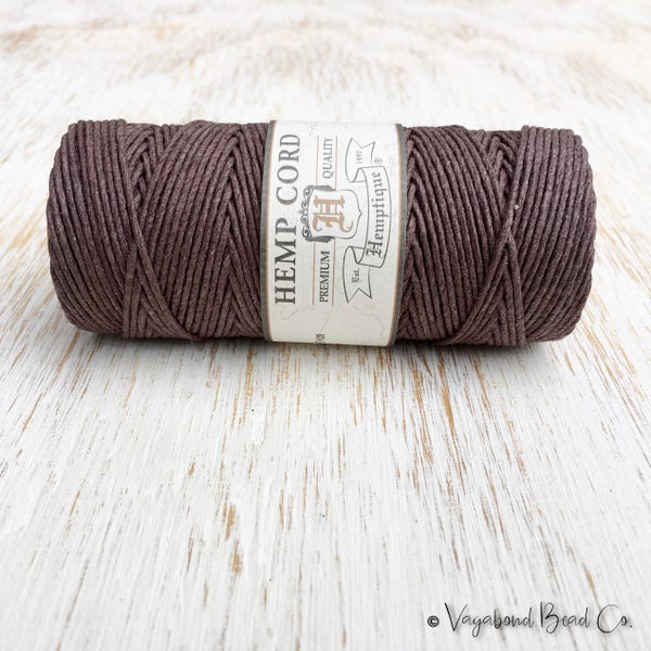 Dark Brown Hemp Cord 1mm / #20 / 205ft Premium Quality Hemp Cord, Hemp Jewelry, Brown Macrame Cord, Jewelry Cord, Macrame Jewelry (HC052)