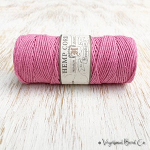 Pink Hemp Cord 1mm / #20 / 205ft Premium Quality Hemp Cord, Rose Hemp Cord, Hemp Jewelry Macrame Cord, Jewelry Cord, Macrame Jewelry (HC044)