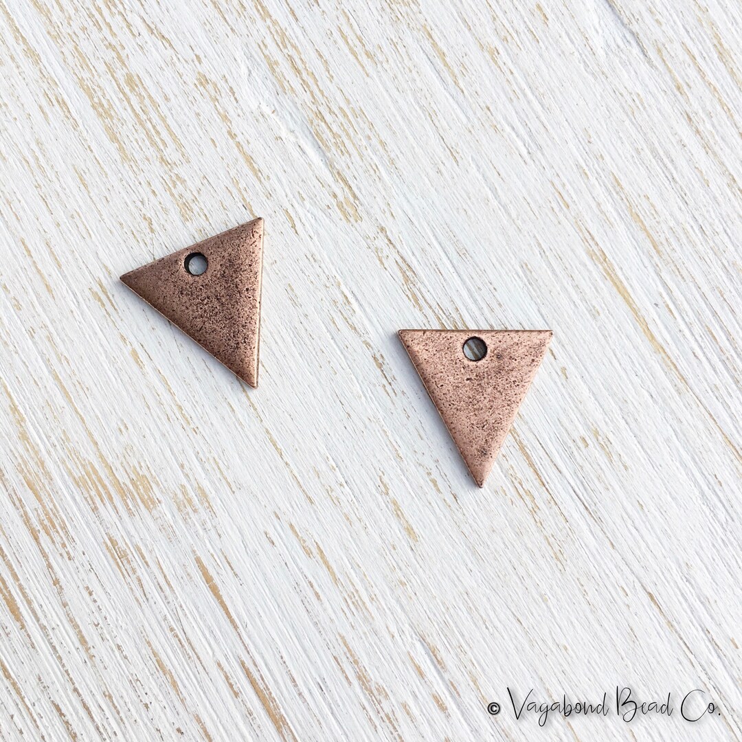 Copper Triangle Rings Small Copper Triangle Charm 13mm / 2pc, Copper Charm, Tribal Charm ...