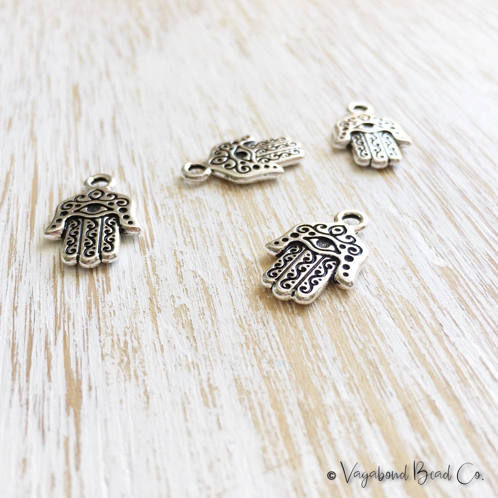 Antique Silver Hamsa Hand Charm by Tierracast 21mm / 4pc Etsy