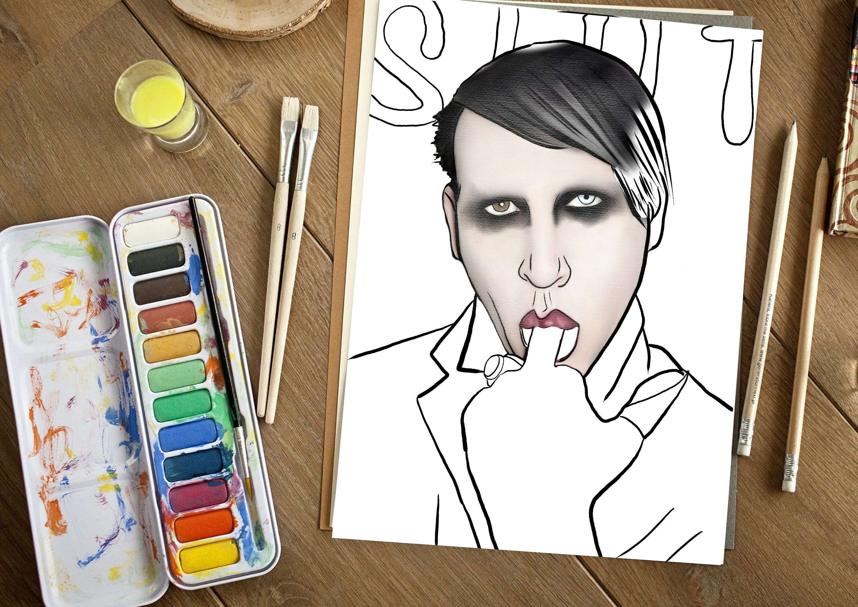 Marilyn Manson Adult colouring page Etsy