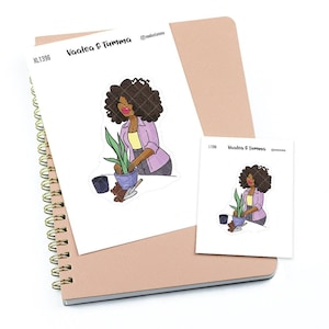 Botanischer Umzug - Große / Extra große Planer Aufkleber ""Nia/Brown skin"", L1396/XL1396."