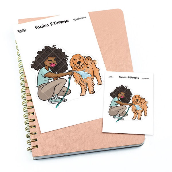 Wash the dog - Large / Extra large planner stickers "Nia/Brown skin", L0807/XL0807