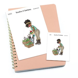 Meine Blumen - Große / Extra große Planer Aufkleber ""Nia/Brown skin"", L0835 / XL0835
