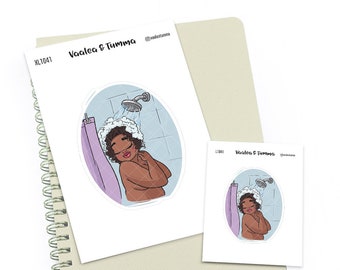 Large planner stickers / Extra large "Jada/Brown skin" - Take a shower, L1041/XL1041