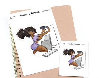 Repairs - Large / Extra large planner stickers "Nia/Brown skin", L1139/XL1139