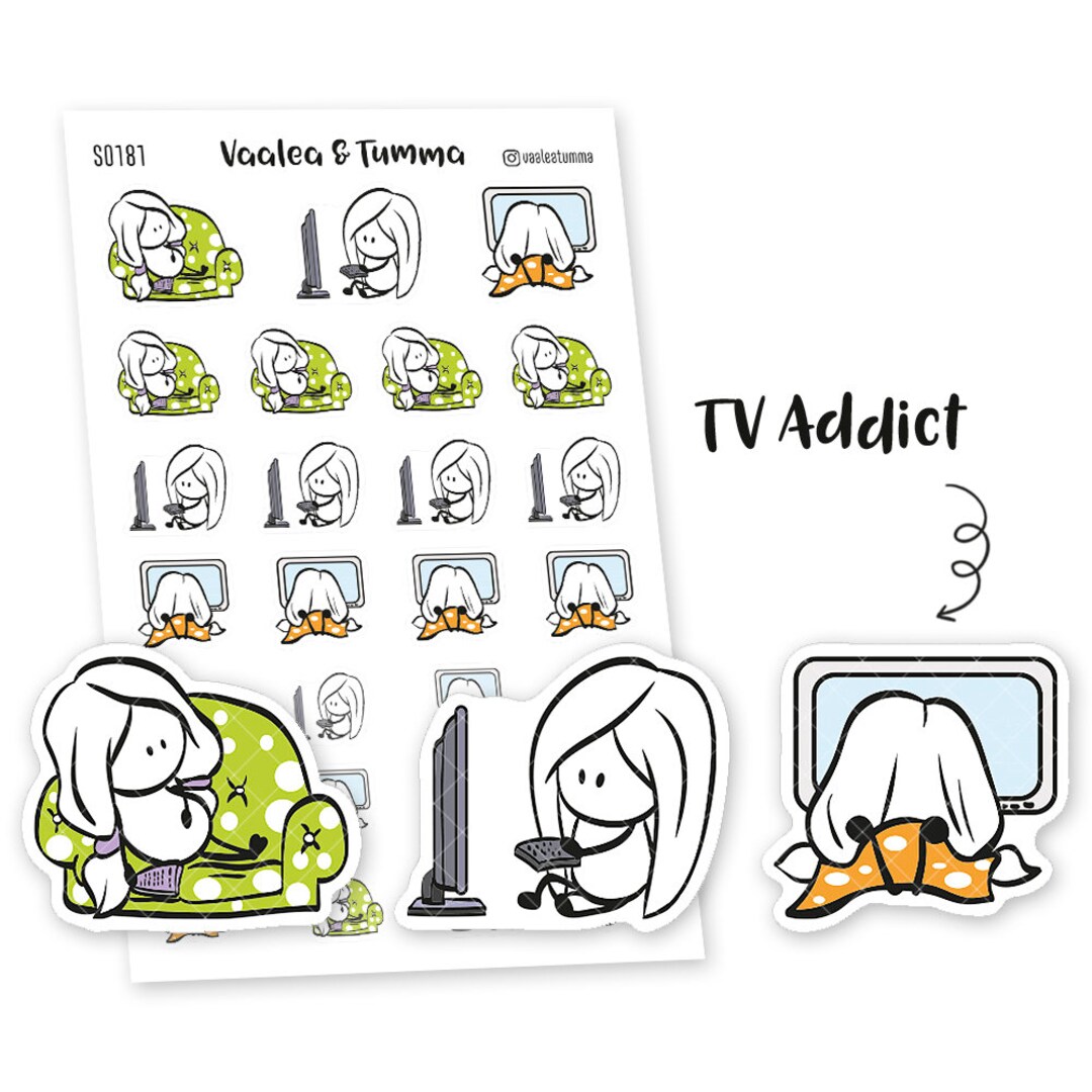 TV Addict Planner Stickers, Ensi - S0181, TV Stickers, Cute Planner ...