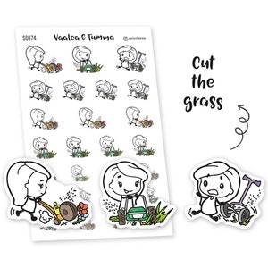 Planer Aufkleber Piiku - Cut the Gras, S0074, Tagesplaner Aufkleber, Rasenmäher Aufkleber