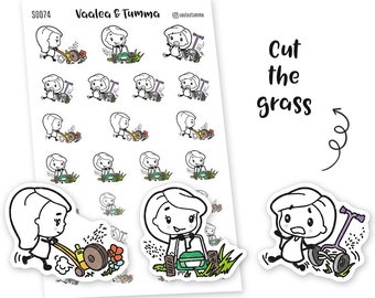 Planner stickers Piiku - Cut the grass, S0074, daily planner sticker, lawn mower stickers