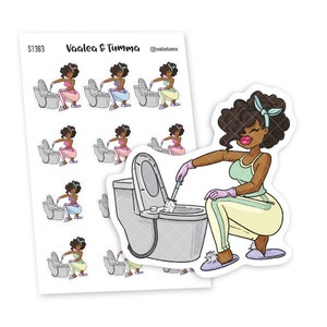 Plannerstickers: het is tijd om het toilet schoon te maken | Organiseer je leven | Nia: S1363/S1371