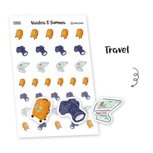 Tumma doodle stickers - Travel, S0060, suitcase stickers, camera stickers