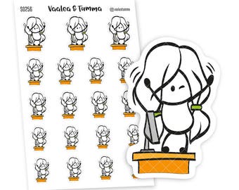 Friday Planner Stickers, Cute Girl Illustration (19pcs)