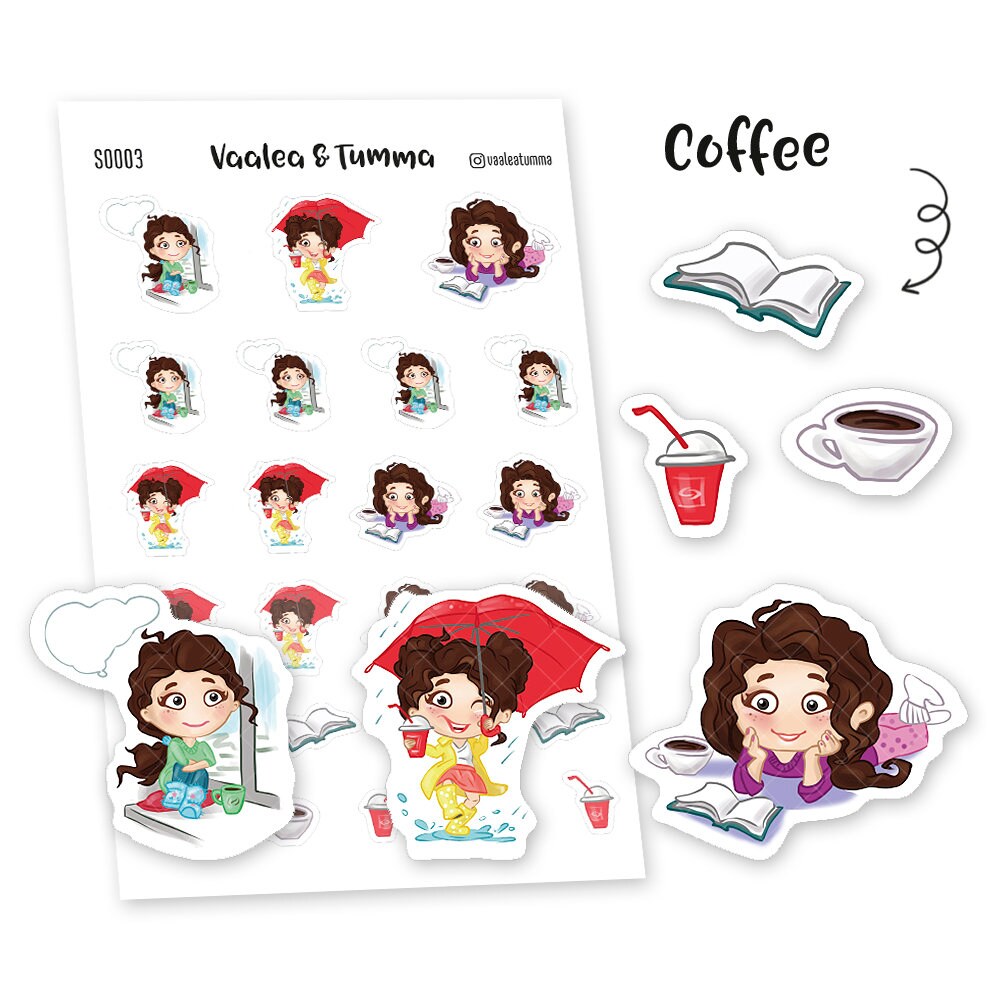 Tumma planner stickers - Coffee time, S0003, Erin Condren Life planne…