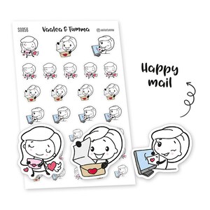 Adesivi per planner Piiku - Happy mail, S0056, adesivi per posta, adesivi kawaii