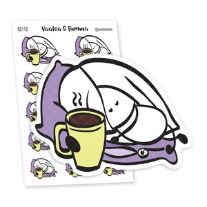 Planner Stickers Ensi - I Must Get Up, S0112, Morning Planner Stickers, Sleeping stickers, Morning time, Coffee stickers
