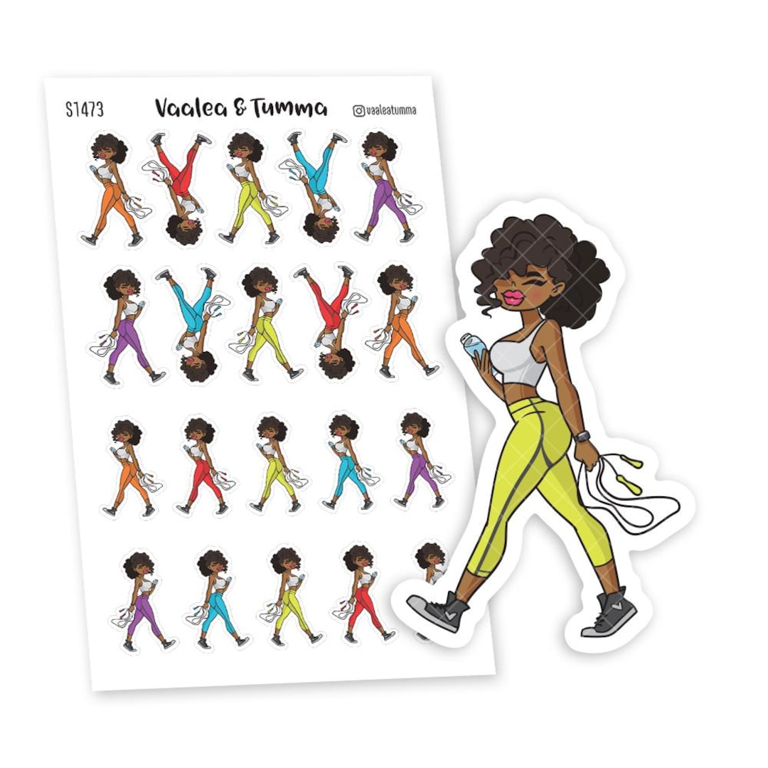 Fitness Motivation Sticker: Jump Rope and Water Bottle, 'nia' - S1473 ...