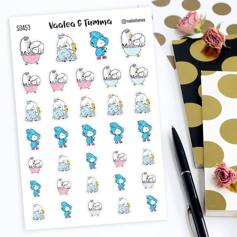 Bath Time Planner Stickers, Ensi - S0453, Bathroom - Etsy