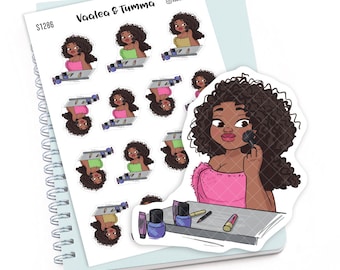 Beauty Planner Stickers Makeup 'Jada', S1286. Facial care stickers