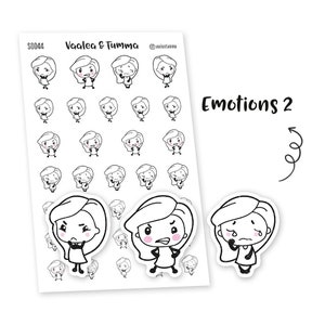 Pegatinas del planificador Piiku - Emociones 2, S0044, pegatinas de emociones, pegatinas kawaii