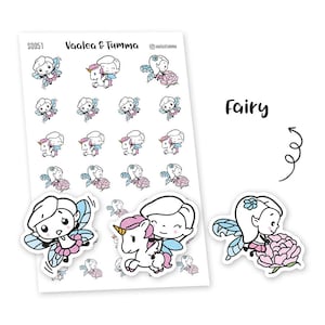 Piiku planner stickers - Fairy, S0051, fairy stickers, kawaii stickers, unicorn stickers