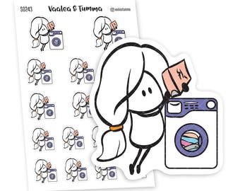 Washing planner stickers, Ensi - S0243, Washing machine stickers, Laundry Planner Sticker