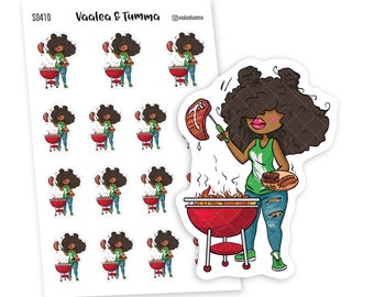 BBQ Time Planner Stickers, Kawaii Grill Party Stickers