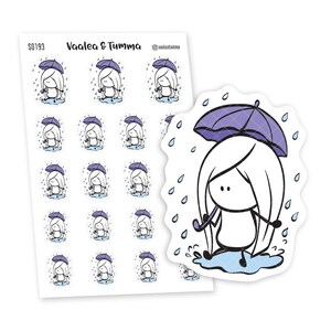 Autocollants de planificateur de jour de pluie, Ensi - S0193, autocollant d'automne, autocollants d'automne, fille de planificateur, autocollants de parapluie, autocollants déco