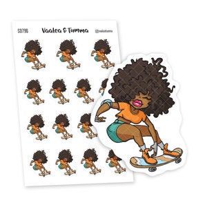 Born to Skate Planner Stickers, Nia - S0796/S0811, Skateboarding Planner Stickers
