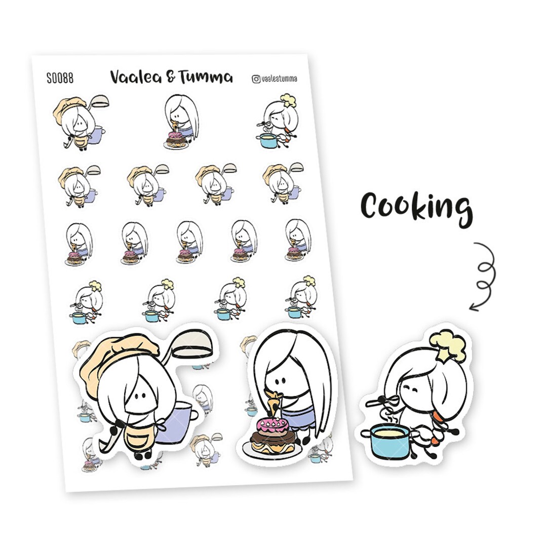 Cooking Sticker Chef Kawaii Cooking Planner Stickers – Hand-drawn Chef Stickers - Etsy