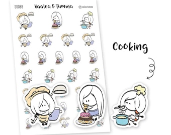Kawaii Kochen Sticker – Handgezeichnete Aufkleber
