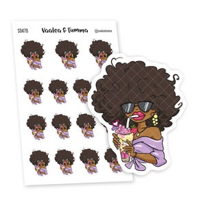 Faça o que você ama! Adesivos de planejador, Nia - S0470/S0631, adesivos de planejador de linda garota, coquetel