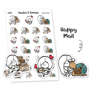 Planer Aufkleber Ensi - Happy Mail, S0081, süße Sticker, Post Aufkleber, Schneckenpost Aufkleber