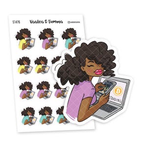 Pegatina de Cryptocurrency Trader / The Crypto Queen, 'Nia' - S1476/S1484