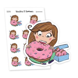 Donut Sorge, sei glücklich! Planner Sticker, Vaalea - S0298-299, Donut Sticker, Food Sticker