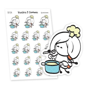Ensi - Adesivos para planejador de sopa, S0124, Adesivos para cozinhar, Adesivos fofos para planejador, Adesivos para jantar, Adesivos para cozinheiro, Adesivo para chef