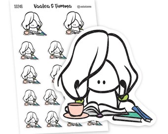Reading Planner Sticker, Handgezeichnete Sticker