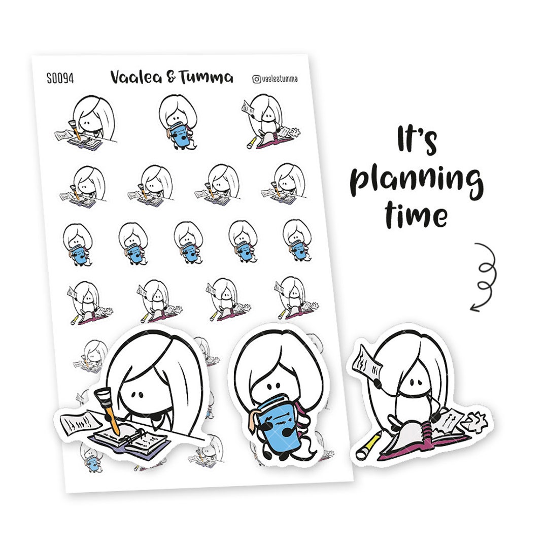 Ensi Planner Girl Stickers, S0094, Planning Time, Kawaii Stickers, Cute