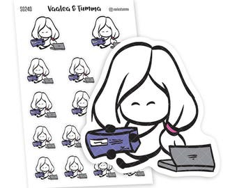 Shopaholic Planner Stickers, Cute Hand-Drawn Online Shopping Stickers