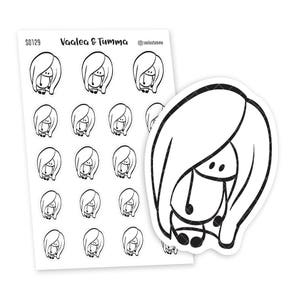 Ensi - adesivos para planejador de dias tristes, S0129, adesivos tristes, adesivos emoticons, adesivos fartos, adesivos de segunda-feira, dia ruim