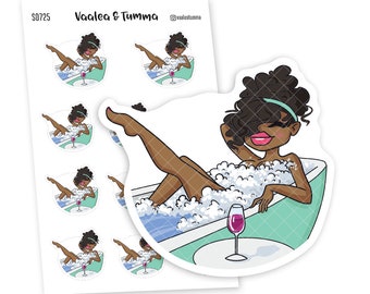 Wine, Music, Bubbles, Bliss! Planner Stickers, Nia - S0725/S0737, Bathtime Planner Stickers